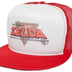 Red mesh/white foam, old school flat brim hat with Legend of Zelda print Old Sch